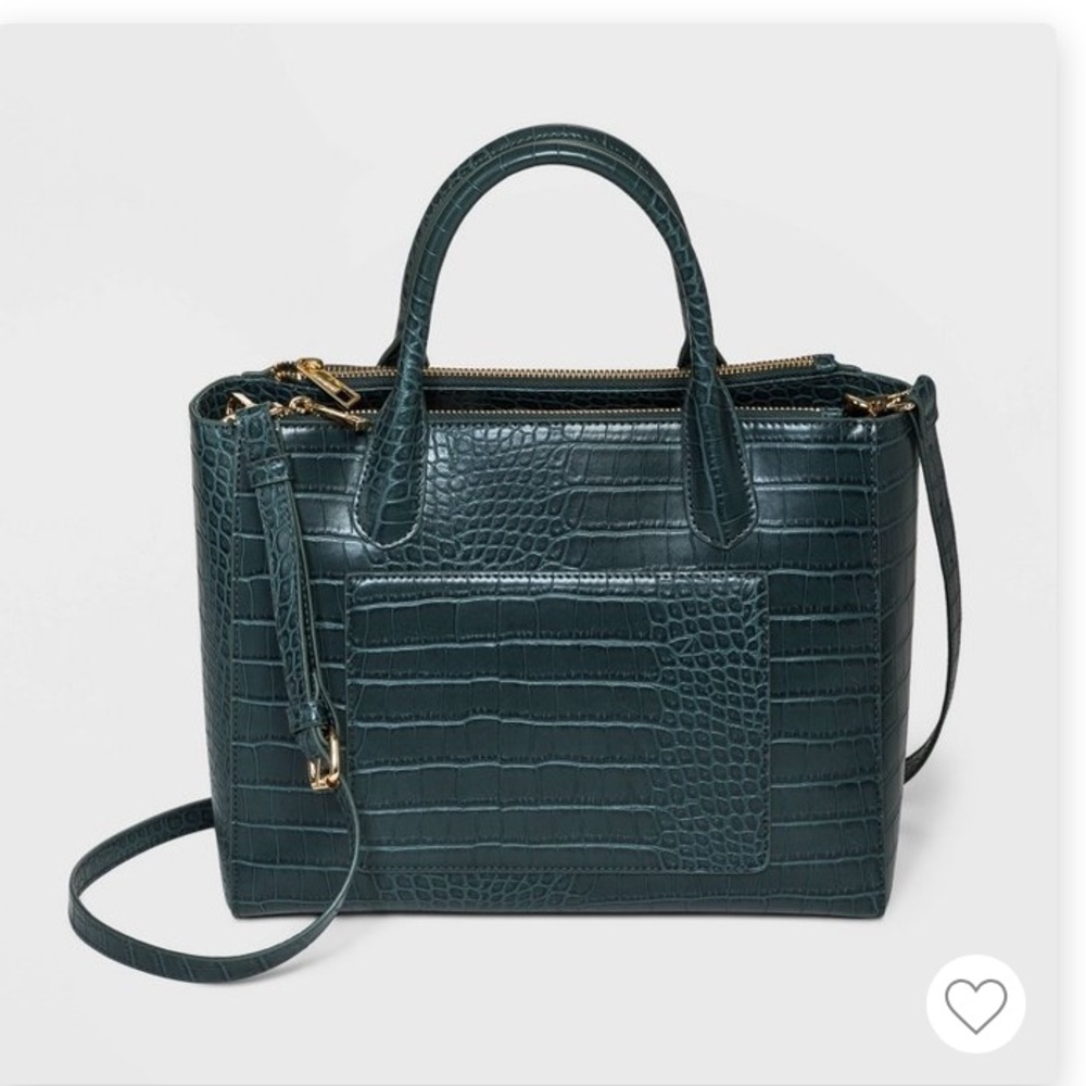 Teal crocodile bag